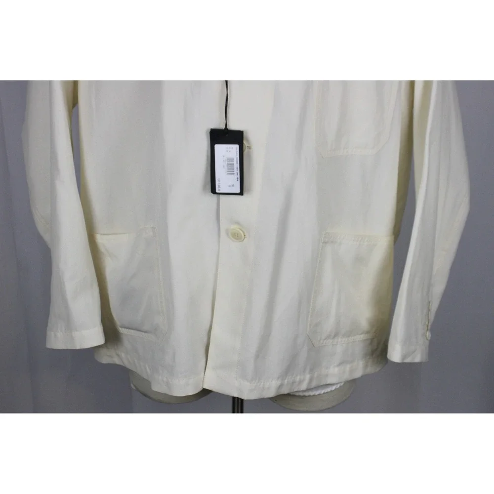 $5400 Giorgio Armani Patch Suit Jacket 50 R Slim Ivory Cotton Utility Blazer